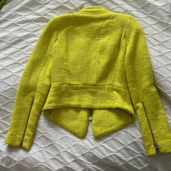 Zara Trafaluc Neon Yellow Tweed Blazer - Picture 4 of 5